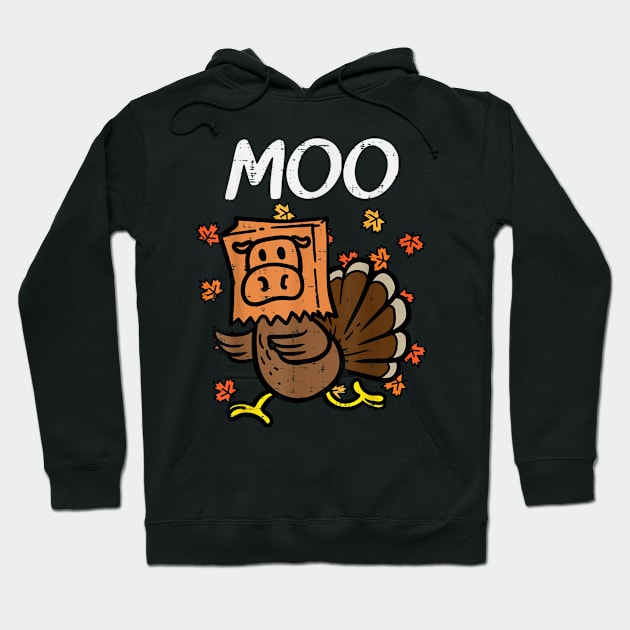 Thanksgiving Turkey Moo Cow Head Funny Fall Men Women Hoodie by HBart